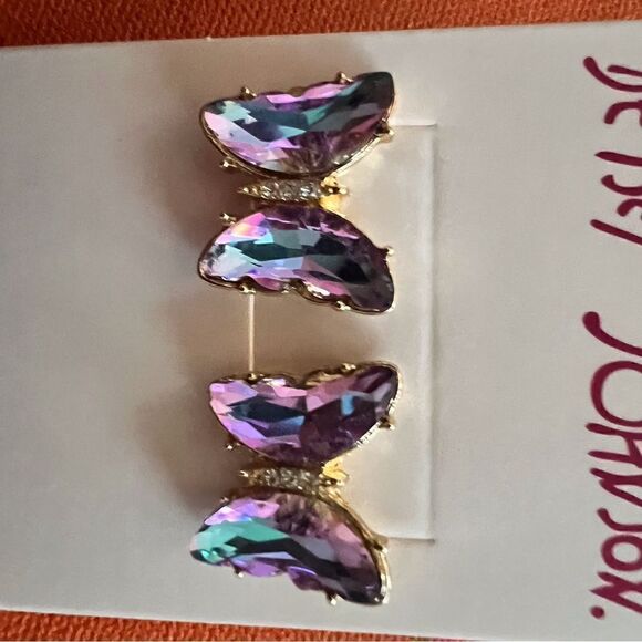 💜 Betsey Johnson stunning & sparkling light purple butterfly studs 💜 - Picture 6 of 6